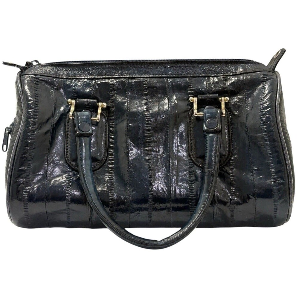 VTG Eel Skin Purse Blue Black Made In Korea Vintage 80s EUC